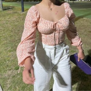 AE Long-Sleeve Corset Blouse